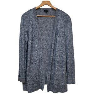 Talbots Heathered Navy and white open cardigan with pockets M